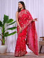 Elegant H.O. Fabric Saree with Pittan & Zari Handwork