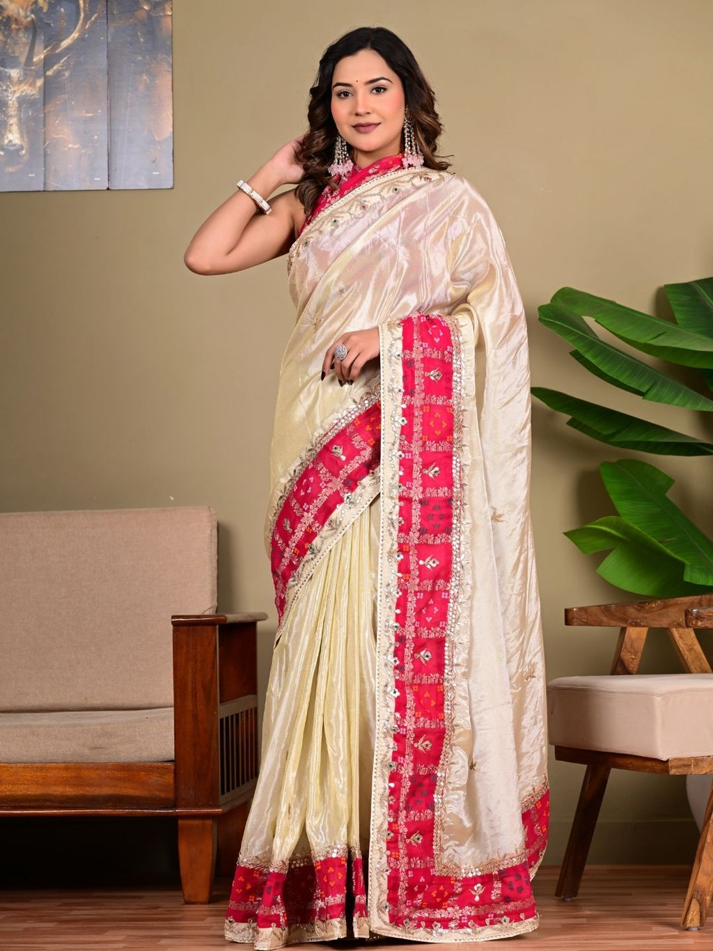 Royal Cosmos Tissue Saree with Ghadchola Khaddi Blouse
