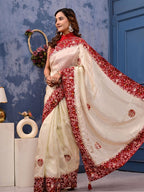 Patola Silk Saree with Cosmo Tissue Border, Bandhani Patching & Gota Patti Work | Designer Festive & Wedding Wear