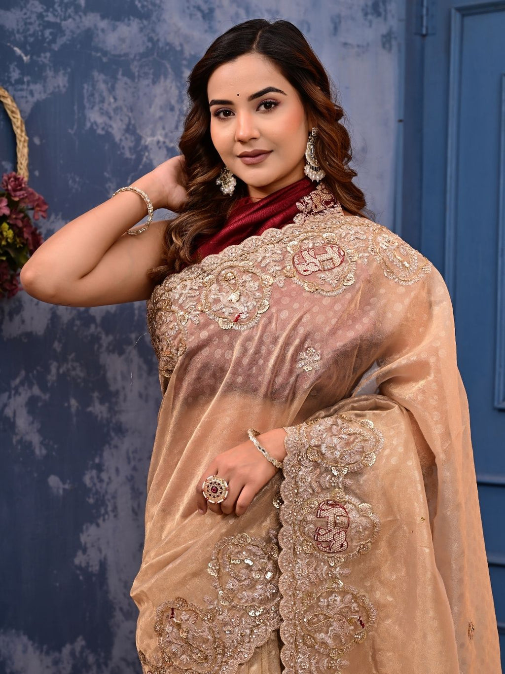 Kanjipuram Silk Saree with Marodi, Kardana & Sequence Work | Grand Wedding & Festive Wear