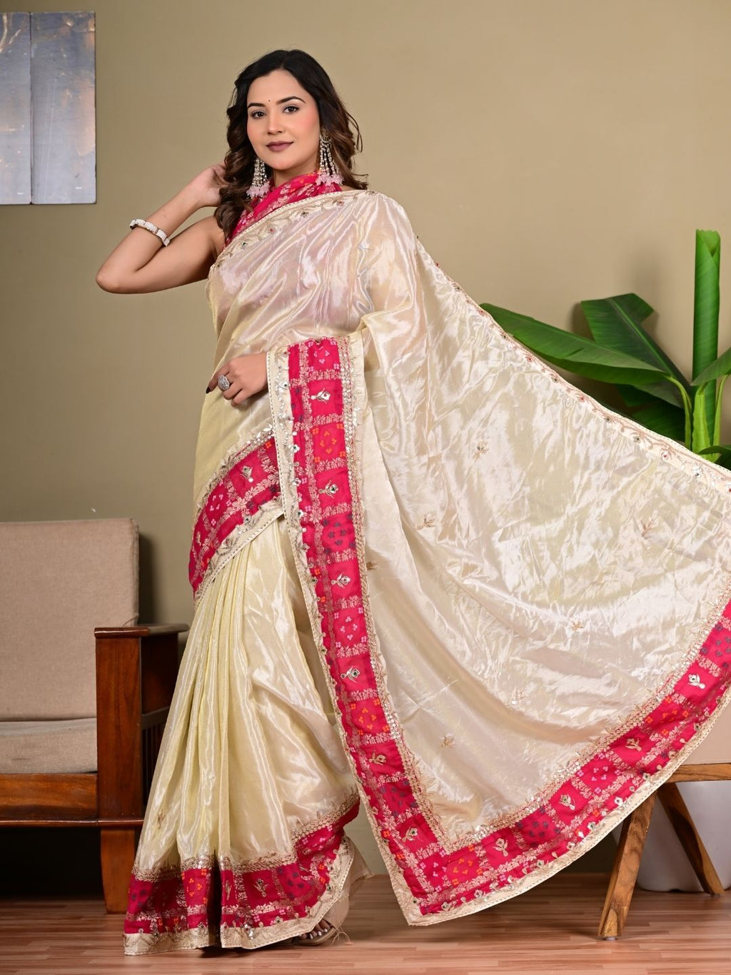 Royal Cosmos Tissue Saree with Ghadchola Khaddi Blouse