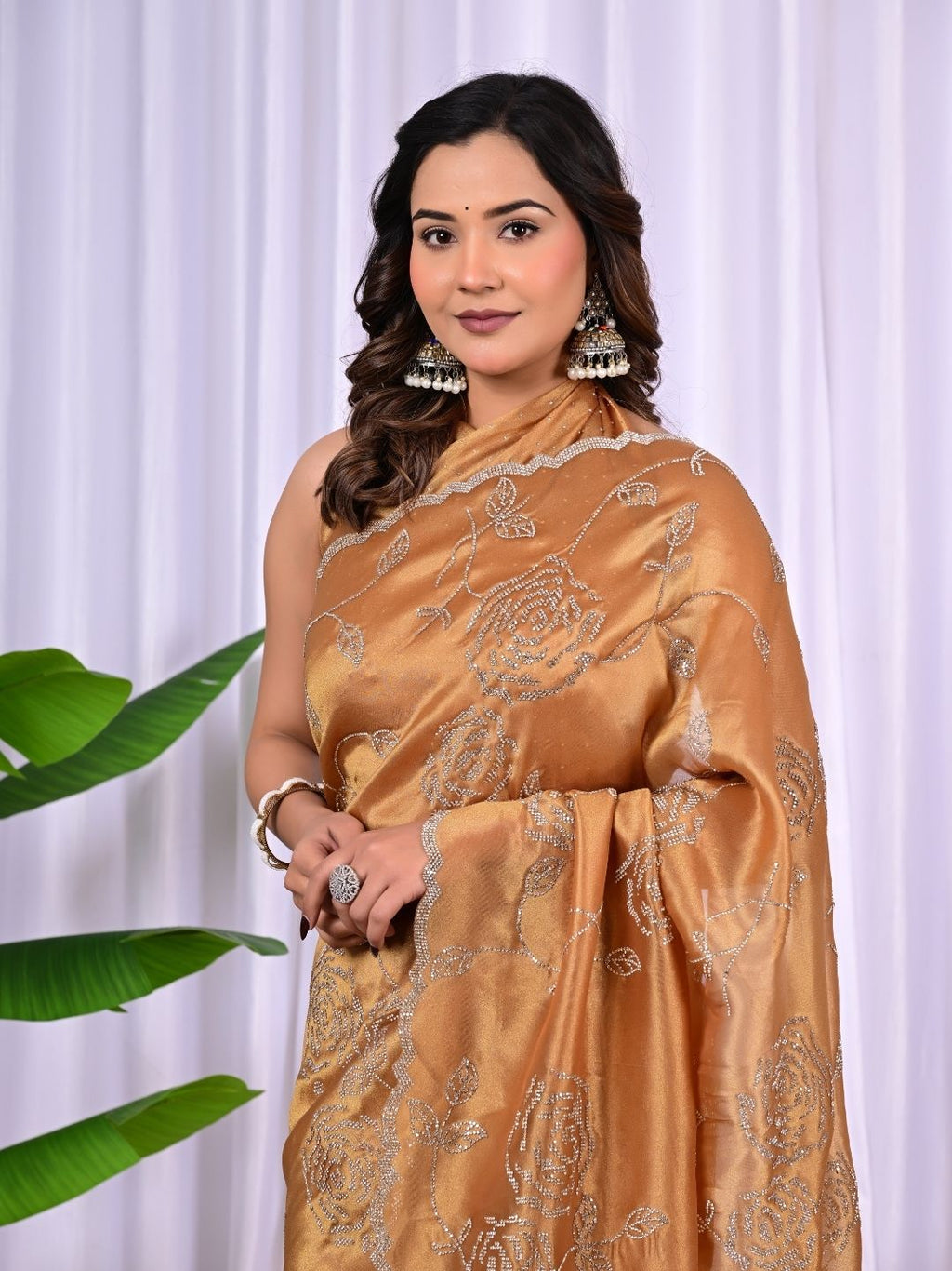 Elegant Rayna Net Fancy Saree with Swarovski Work