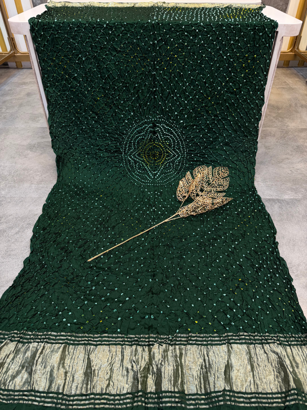 Modal Gaji Bandhani Dupatta with Center Mandala Design – Soft Festive Wear Dupatta