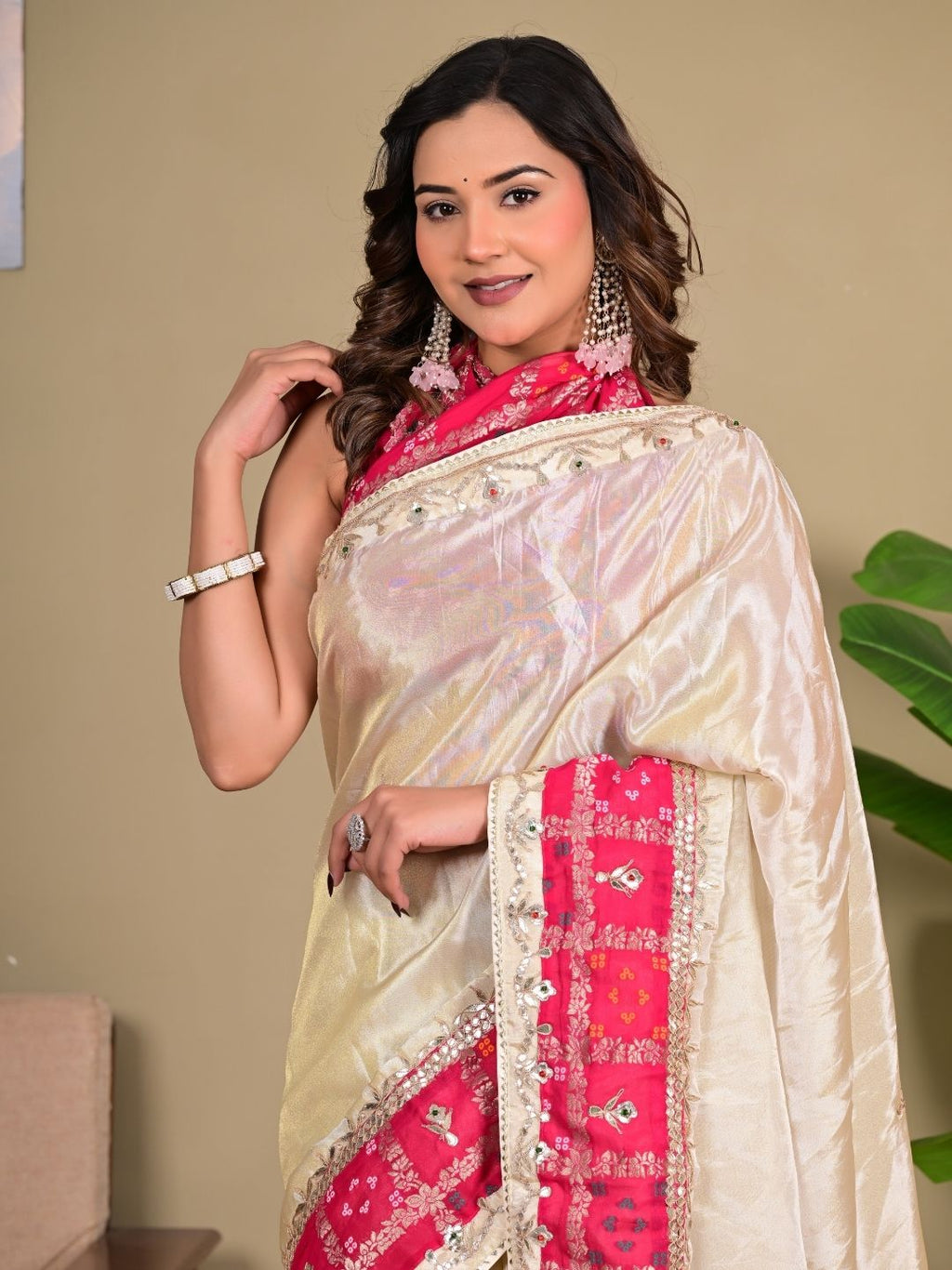 Royal Cosmos Tissue Saree with Ghadchola Khaddi Blouse