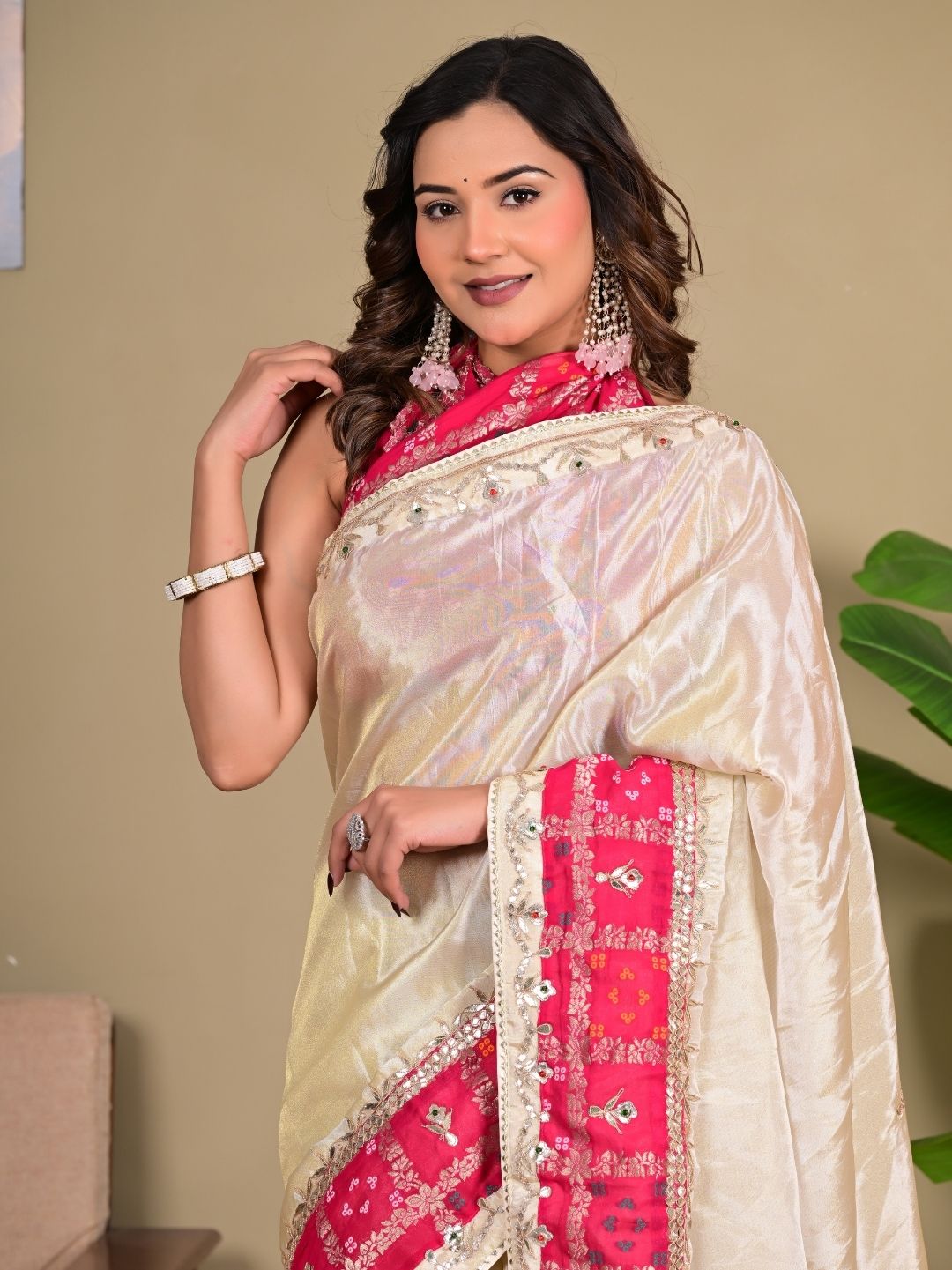 Royal Cosmos Tissue Saree with Ghadchola Khaddi Blouse