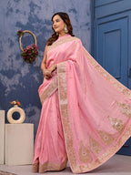 Cosmo Tissue Saree with Gottapatti, Zardozi & Pearl Handwork | Luxurious Wedding & Festive Wear