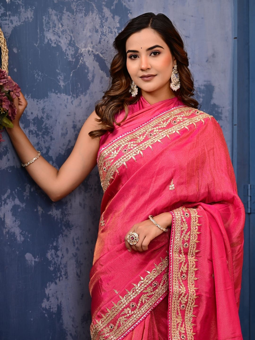 Cosmo Tissue Saree with Gottapatti, Zardozi & Pearl Handwork | Luxurious Wedding & Festive Wear