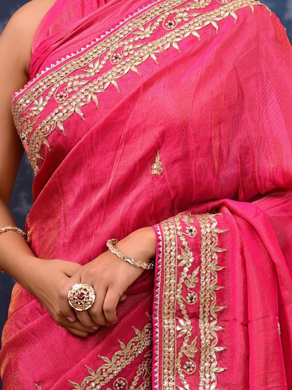 Cosmo Tissue Saree with Gottapatti, Zardozi & Pearl Handwork | Luxurious Wedding & Festive Wear