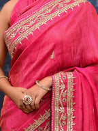 Cosmo Tissue Saree with Gottapatti, Zardozi & Pearl Handwork | Luxurious Wedding & Festive Wear