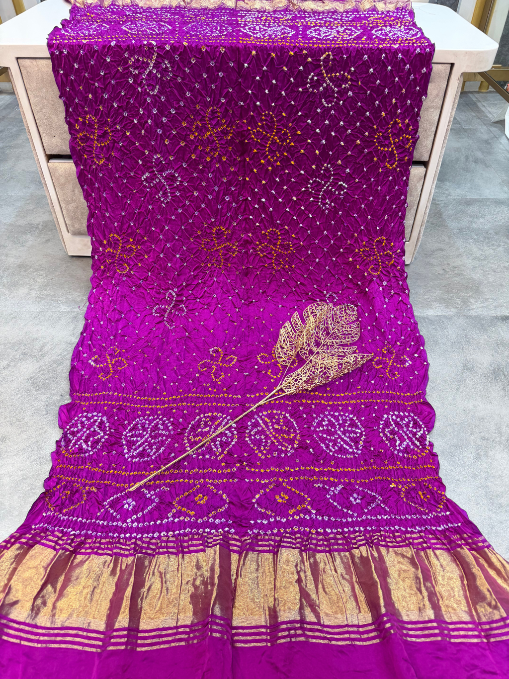 Modal Gaji Bandhani Dupatta with Floral Motifs – Soft Festive Dupatta