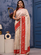 Jacquard Tissue Saree with Banarasi Border & Gota Patti Work | Premium Festive & Wedding Wear