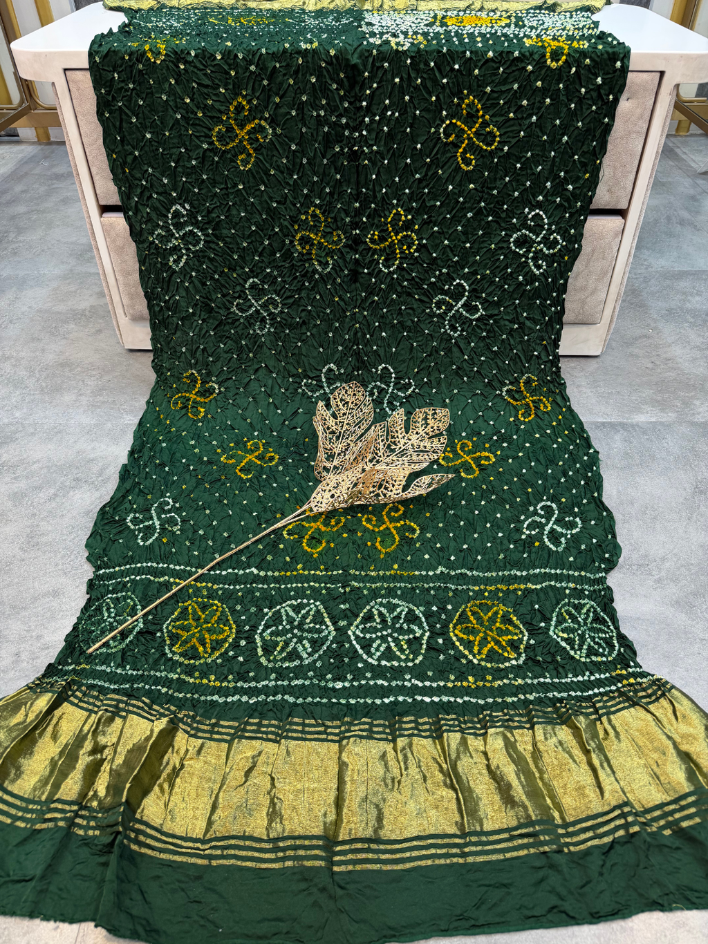 Modal Gaji Bandhani Dupatta with Floral Motifs – Soft Festive Dupatta