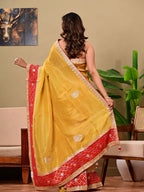 Jacquard Tissue Saree with Banarasi Border & Gota Patti Work | Premium Festive & Wedding Wear