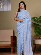 Premium Upada Fancy Saree with Parle, Sequins & Cut Work Border – Elegant Party & Festive Wear Saree