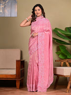 Elegant Cosmos Fancy Saree with Parle Work