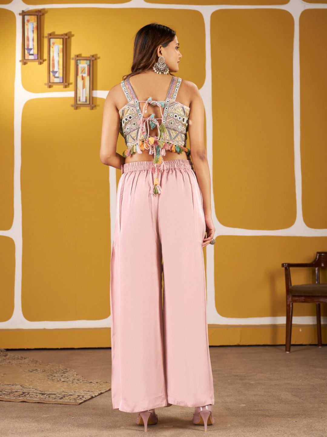 Plazo Top in Premium Dola Silk Fabric