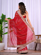 Bridal Viscose Bandhani Saree with Gota Patti Work