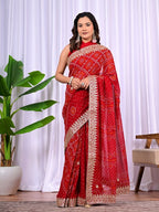 Bridal Viscose Bandhani Saree with Gota Patti Work