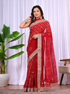 Bridal Viscose Bandhani Saree with Gota Patti Work
