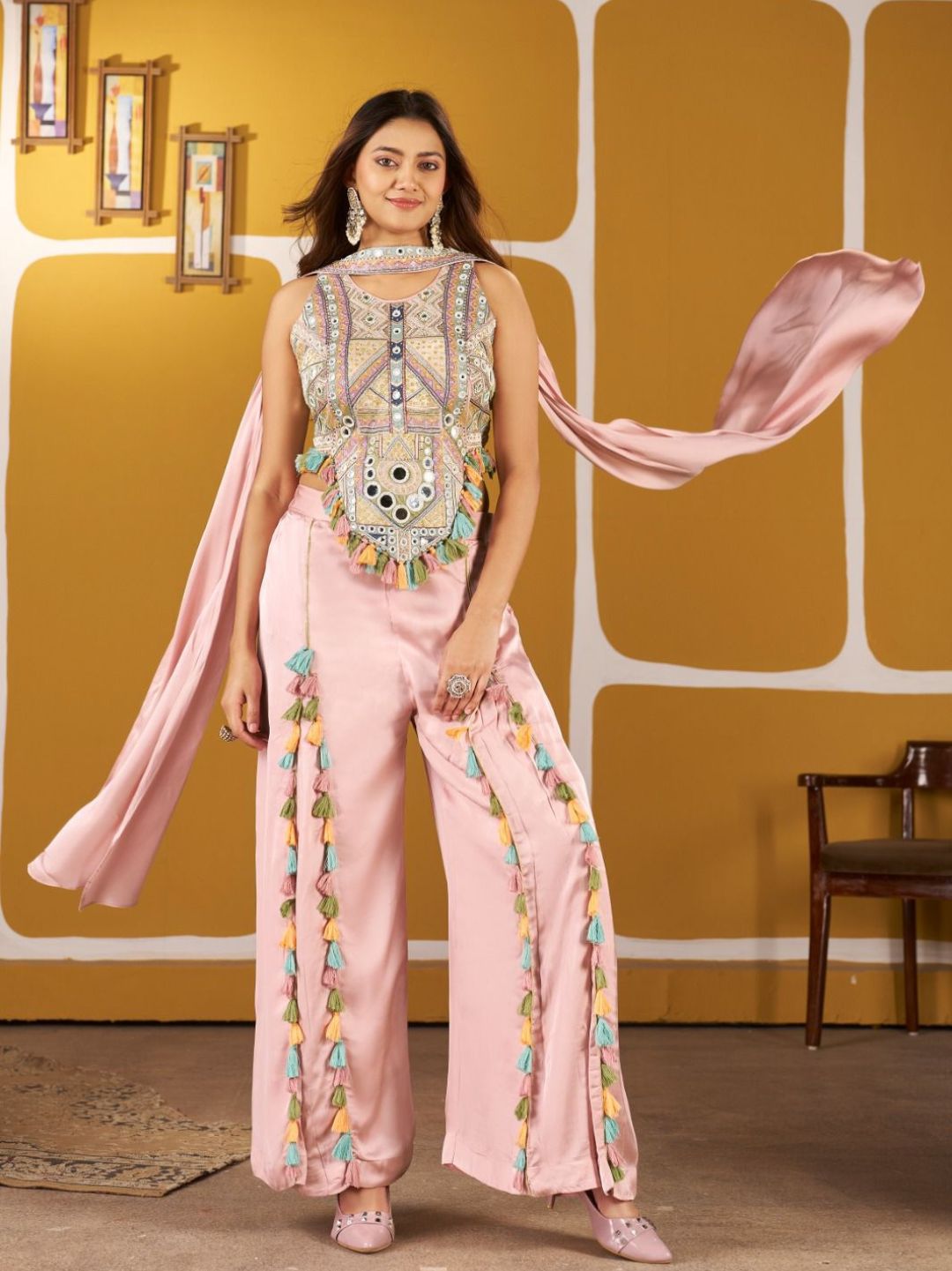 Plazo Top in Premium Dola Silk Fabric