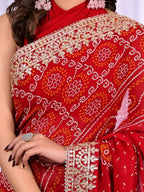 Bridal Viscose Bandhani Saree with Gota Patti Work
