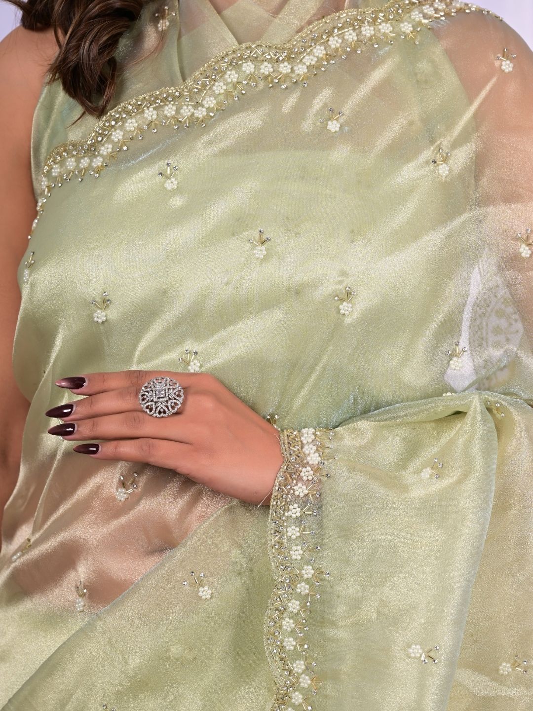 Designer Jiraff Fancy Saree with Kardana, Parle & Sequin Cutwork