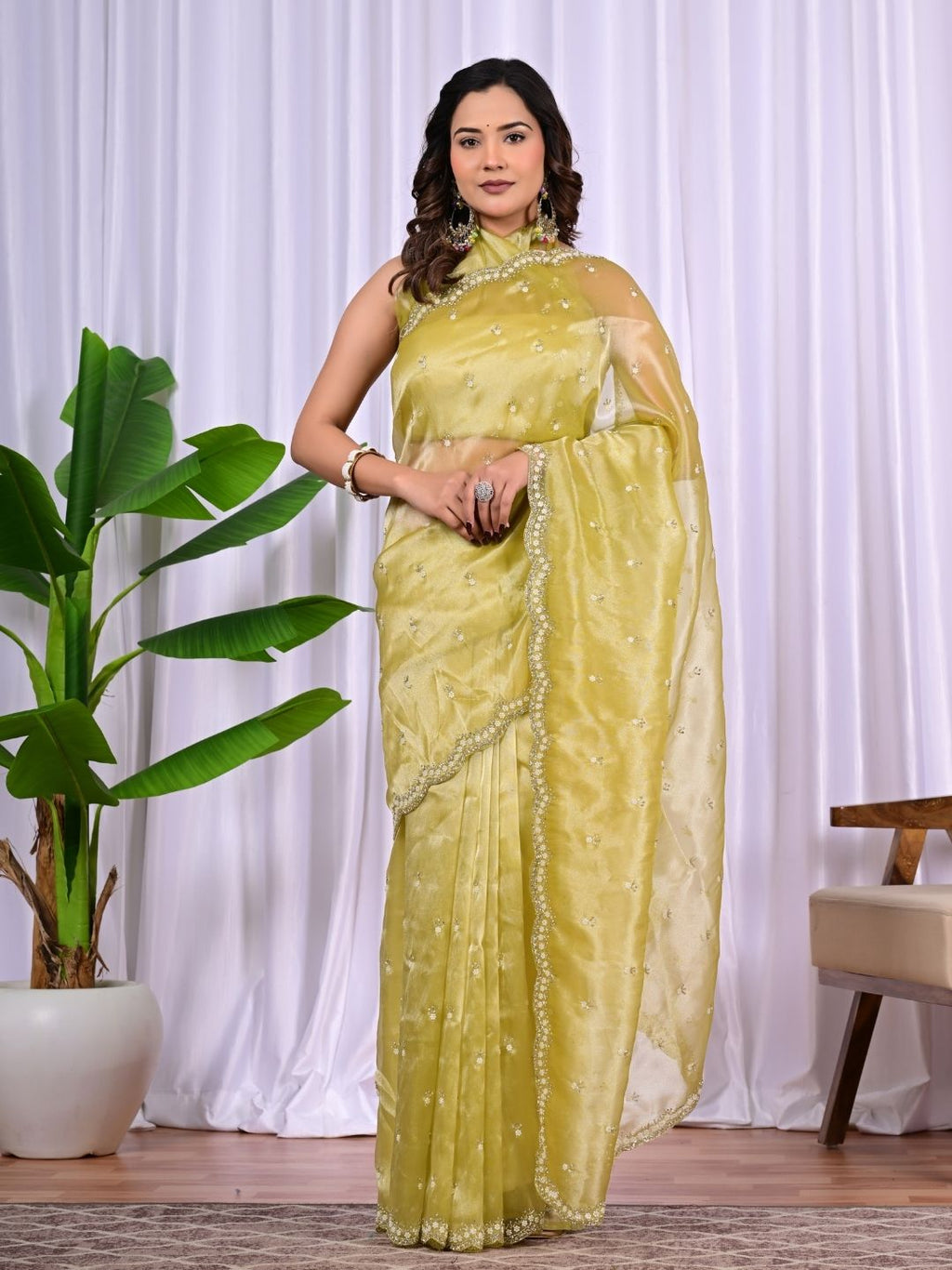 Designer Jiraff Fancy Saree with Kardana, Parle & Sequin Cutwork