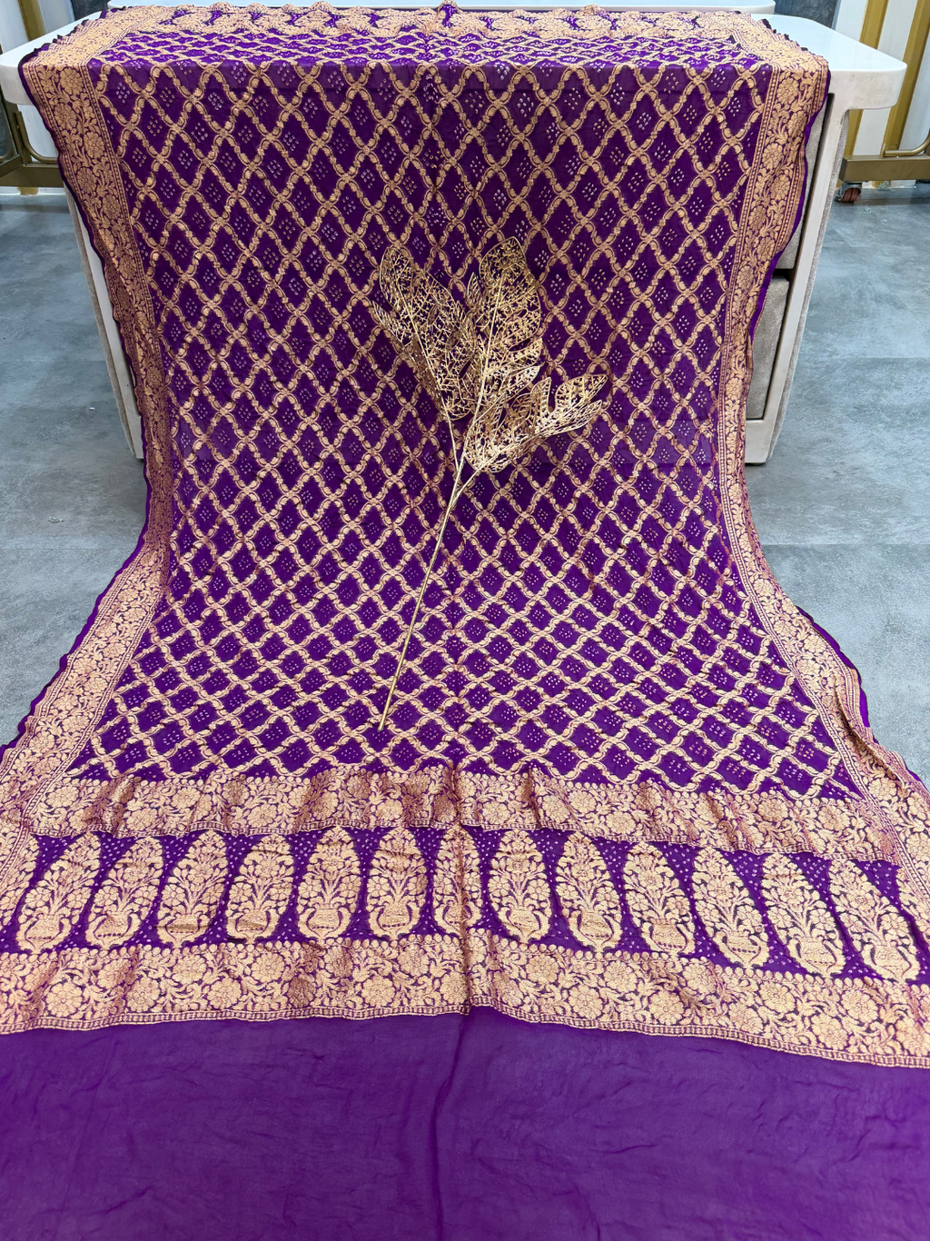 Pure Khaddi Georgette Dupatta with Rich Zari Weaving – Banarasi Style Bridal & Festive Dupatta