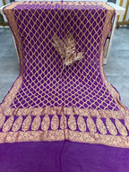 Pure Khaddi Georgette Dupatta with Rich Zari Weaving – Banarasi Style Bridal & Festive Dupatta