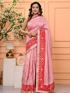 Jacquard Tissue Saree with Banarasi Border & Gota Patti Work | Premium Festive & Wedding Wear