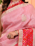 Jacquard Tissue Saree with Banarasi Border & Gota Patti Work | Premium Festive & Wedding Wear