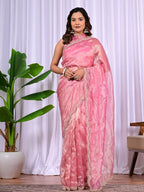Designer Jiraff Fancy Saree with Kardana, Parle & Sequin Cutwork