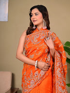 Elegant H.O. Fabric Saree with Pittan & Zari Handwork