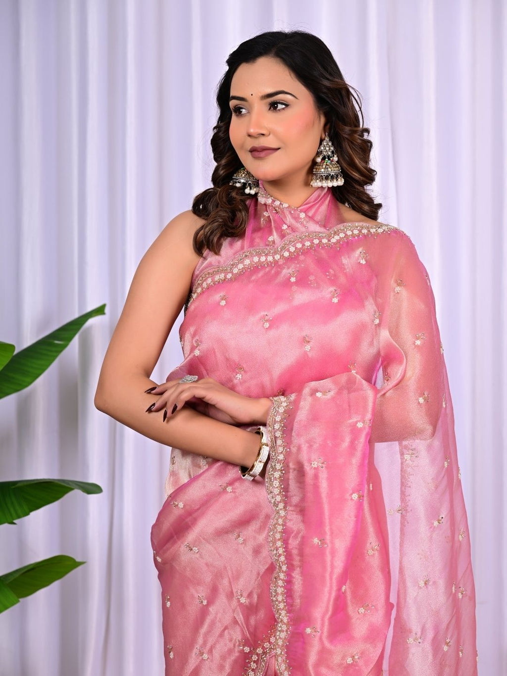 Designer Jiraff Fancy Saree with Kardana, Parle & Sequin Cutwork