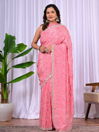 Premium Upada Fancy Saree with Parle, Sequins & Cut Work Border – Elegant Party & Festive Wear Saree