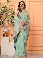 Cosmo Tissue Saree with Gottapatti, Zardozi & Pearl Handwork | Luxurious Wedding & Festive Wear
