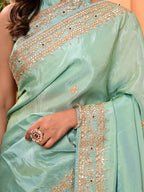 Cosmo Tissue Saree with Gottapatti, Zardozi & Pearl Handwork | Luxurious Wedding & Festive Wear