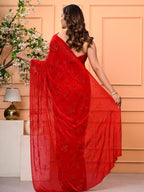 Elegant Red Georgette Saree with All-Over Siroski Jaal Work | Premium Wedding & Festive Wear