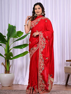 Elegant Satin Fancy Saree with Sequins & Zari Thread Work