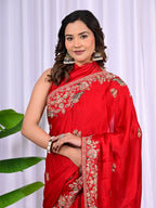 Elegant Satin Fancy Saree with Sequins & Zari Thread Work