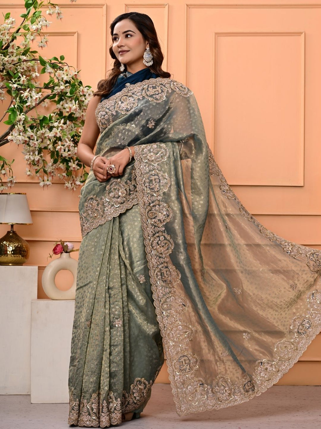 Kanjipuram Silk Saree with Marodi, Kardana & Sequence Work | Grand Wedding & Festive Wear