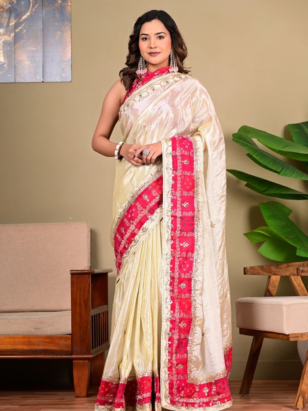 Royal Cosmos Tissue Saree with Ghadchola Khaddi Blouse