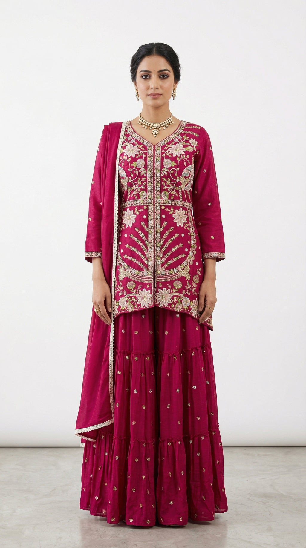 Beautiful Hand & Machinery Work Peplum Kurti Set | Festive Wear