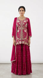 Beautiful Hand & Machinery Work Peplum Kurti Set | Festive Wear