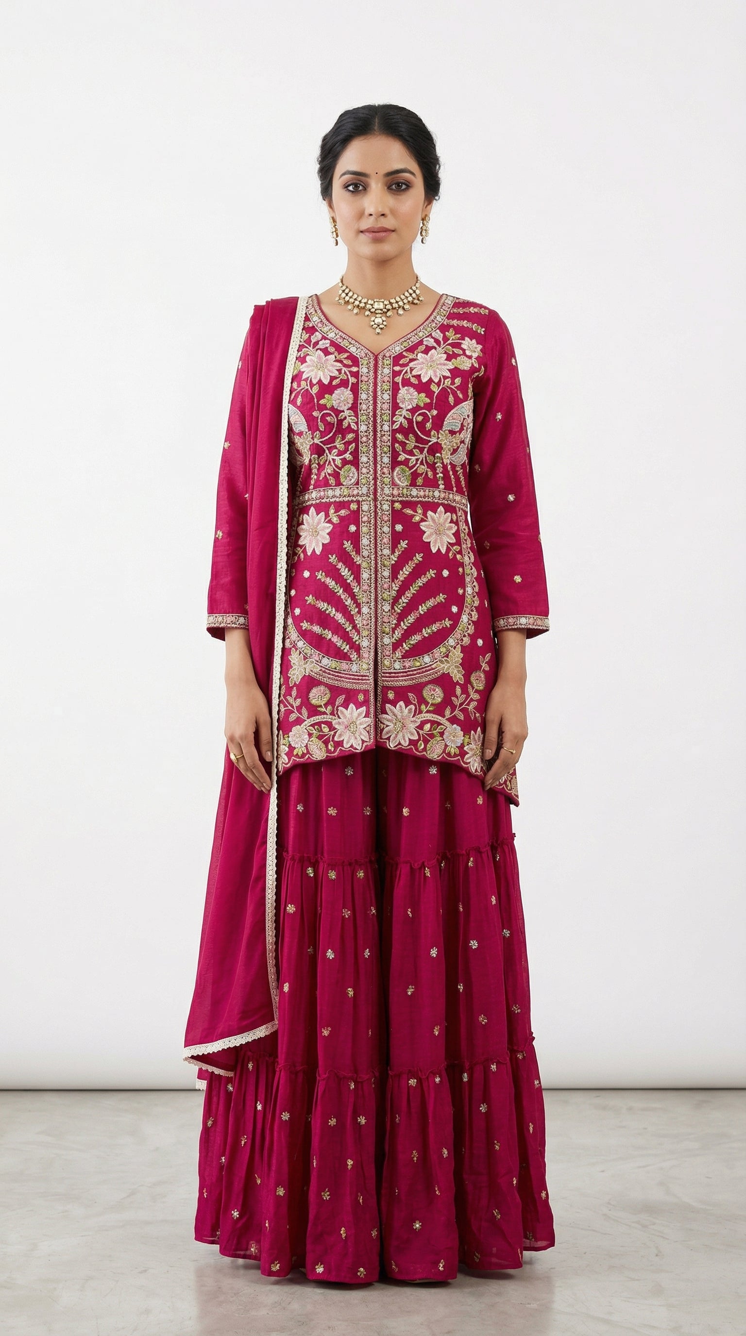 Beautiful Hand & Machinery Work Peplum Kurti Set | Festive Wear