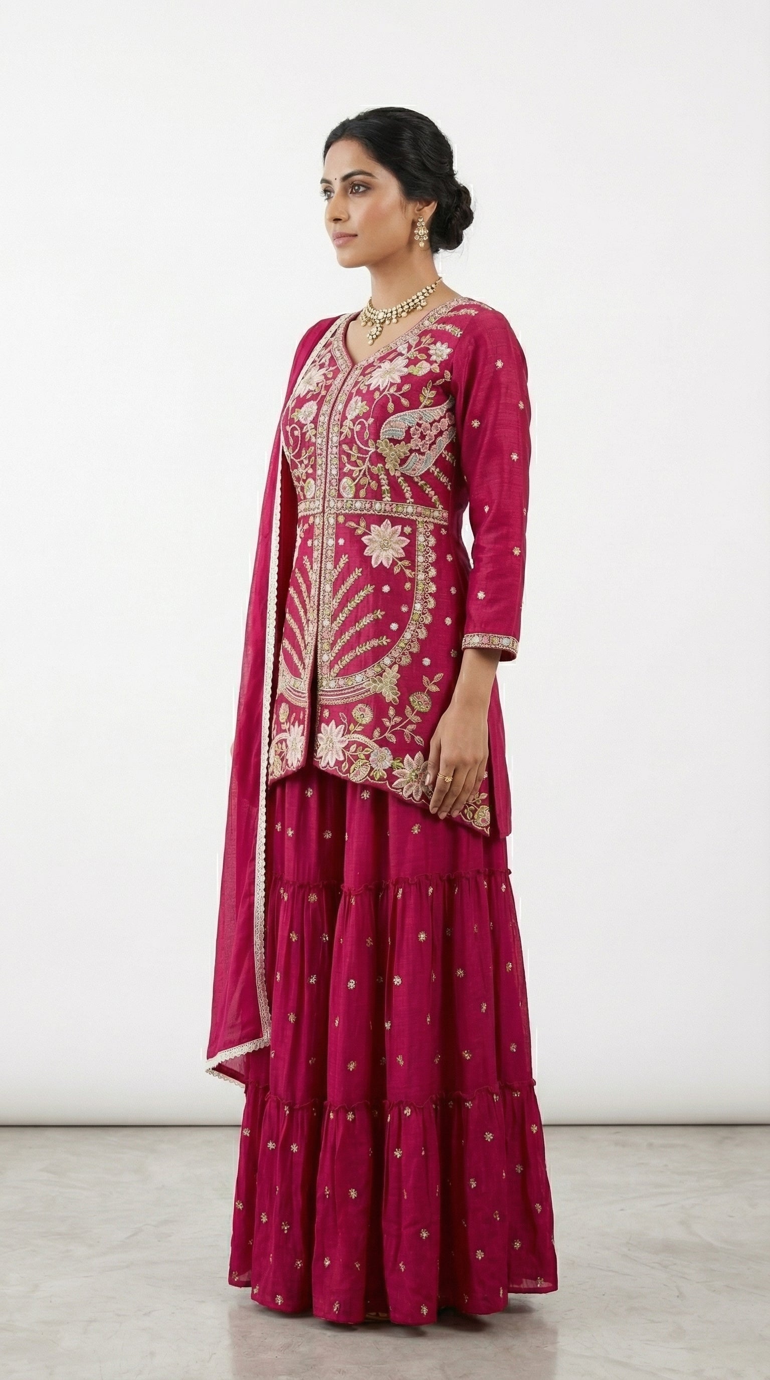 Beautiful Hand & Machinery Work Peplum Kurti Set | Festive Wear