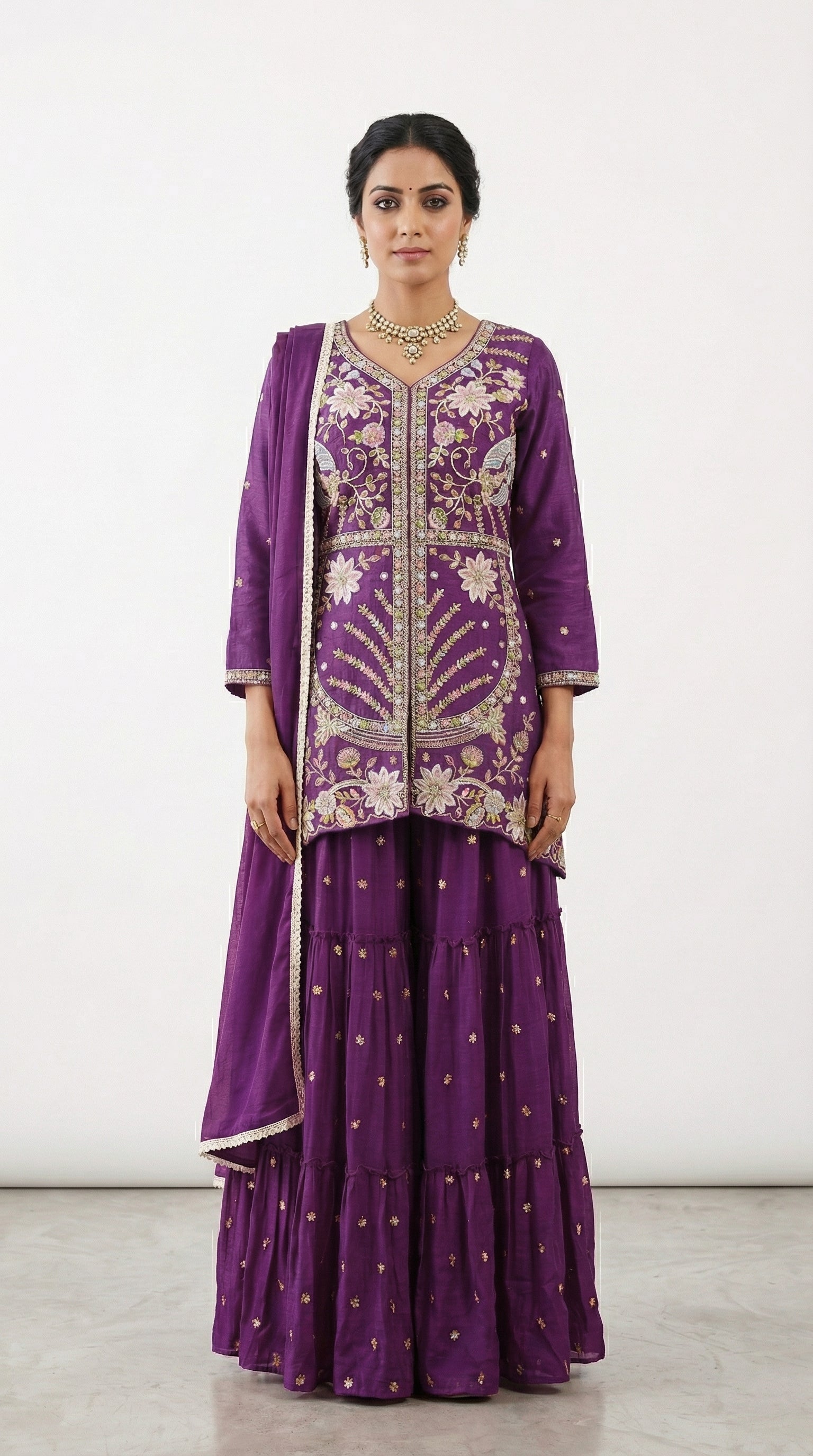 Beautiful Hand & Machinery Work Peplum Kurti Set | Festive Wear