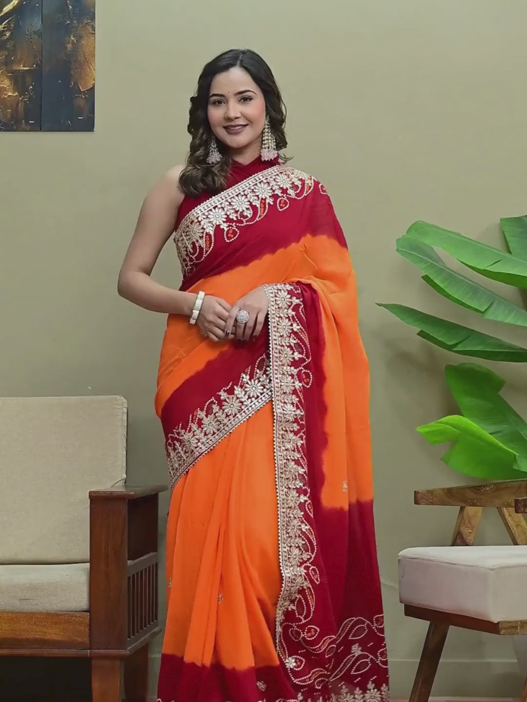 Elegant Viscose Fancy Saree with Piliya Work & Gota Patti Detailing