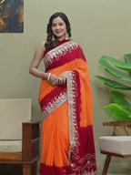Elegant Viscose Fancy Saree with Piliya Work & Gota Patti Detailing