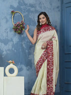 Patola Silk Saree with Cosmo Tissue Border, Bandhani Patching & Gota Patti Work | Designer Festive & Wedding Wear